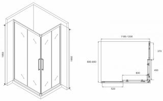 Душевой уголок ABBER Schwarzer Diamant 120x90см хром AG02129H